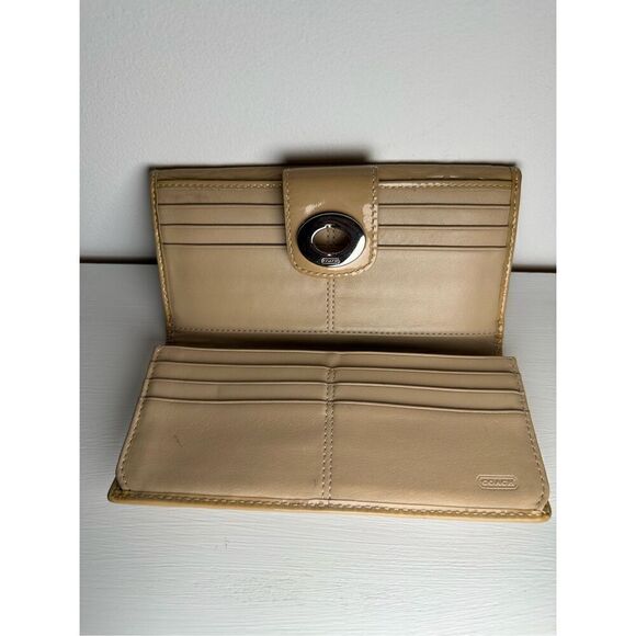 Coach patent leather camel tan women’s wallet size 8”x4” #M-1371 - Picture 3 of 10